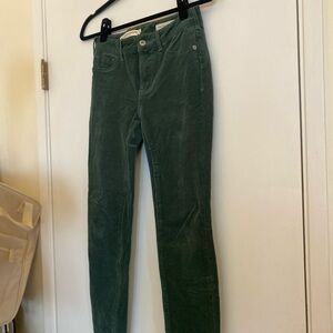 Pilcro and the Letterpress Green Corduroy High-Rise Skinny Jeans